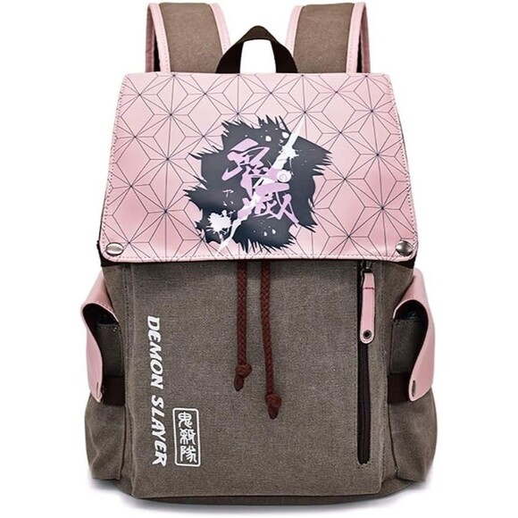 Demon Slayer Nezuko Official Laptop Backpack Canvas Printed Student Bag New - Picture 2 of 10